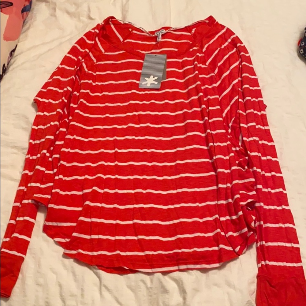 Splendid Red Striped Long Sleeve Tshirt